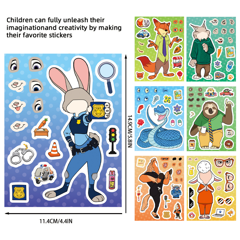 Zootopia Party Games - 8/16 Arkuszy Zootopia 2 Naklejki Puzzle